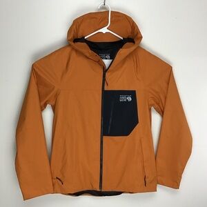 Mountain Hardwear Men's Orange Rain Jacket Medium